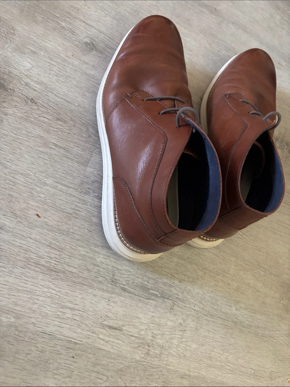 Cole Haan Chestnut Brown Leather Chukka Boots with White Sole